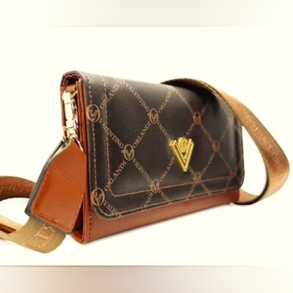 🤎 Valentino Orlandi Brown Monogram Flap Crossbody Bag NWT ✨ - Picture 2 of 7
